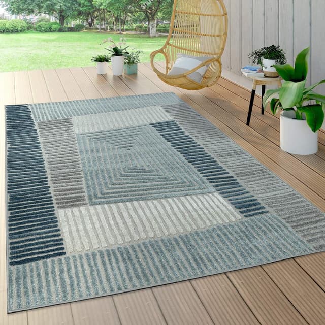 Detalle 2 de Paco Home tapis d’intérieur & extérieur 120x170 cm gris 3, motif géométrique