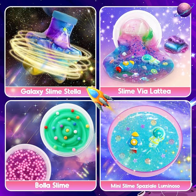 Detalle de iKidiki Galaxy Slime Fluffy: kit slime per bambini 6-12 anni con accessori e contenitori