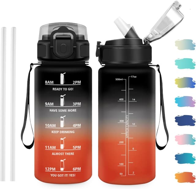 Detalle de JAPORIA borraccia sportiva da 500 ml con cannuccia e marcature temporali