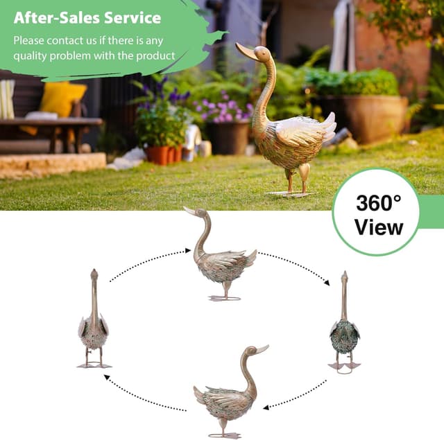 Detalle de Yeomoo Metall Gans Figuren Gartendeko – robuste Gänse-Vogel-Skulptur für Balkon & Wohnzimmer, ca. 48 cm