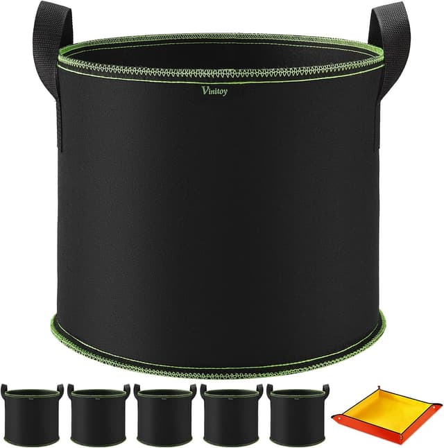 Detalle de Vinitoy Grow Bags 40L, 5-pack with handles 🌱