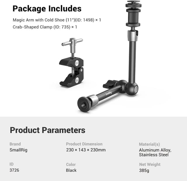 Thumbnail 5 de SMALLRIG 11" Magic Arm with Super Clamp for Monitor