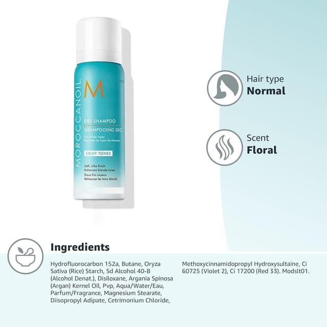 Detalle de Moroccanoil Dry Shampoo Light Tones (65 ml) – quick refresh for lighter hair shades
