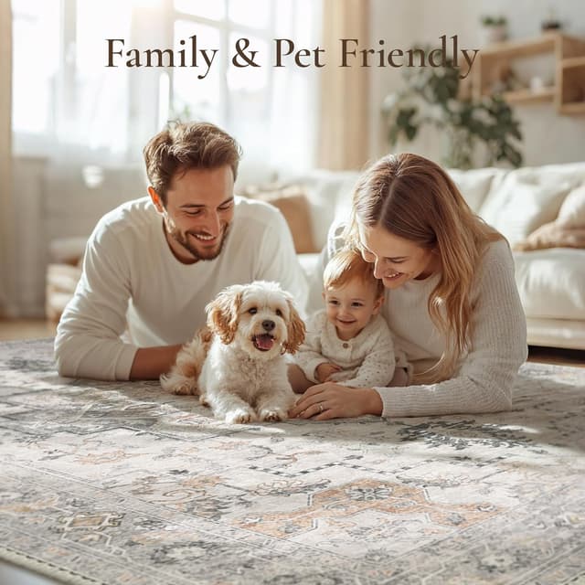 Thumbnail 3 de GENIMO 5 x 7 ft washable non-slip area rug 🏡