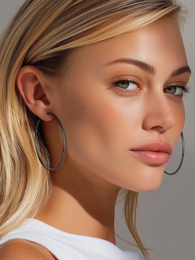 Detalle de GoldChic Créoles noires acier 10 g