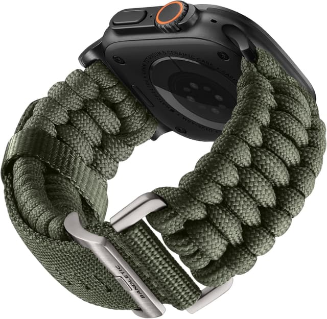 Detalle de Bandletic Nylon Paracord Strap Compatible with Apple Watch Ultra 3/2/1 & 49–42mm models (Green)