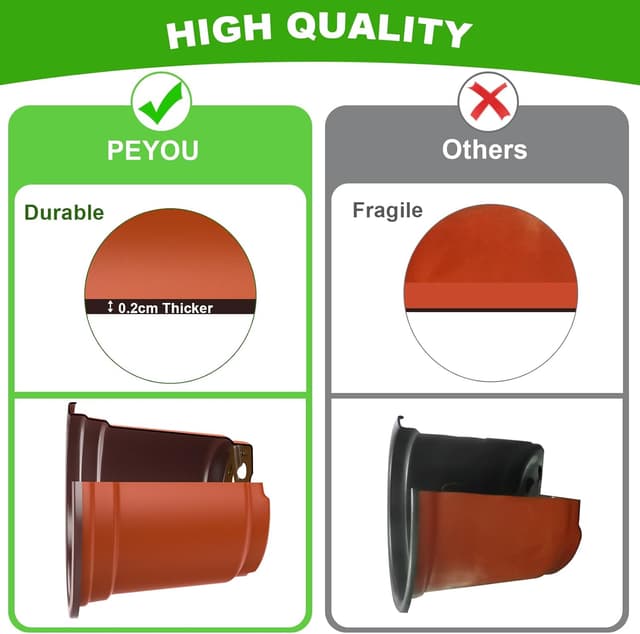 Detalle de PEYOU 100er Set Pflanzentöpfe mit 100 Stecketiketten (10 cm) aus Kunststoff