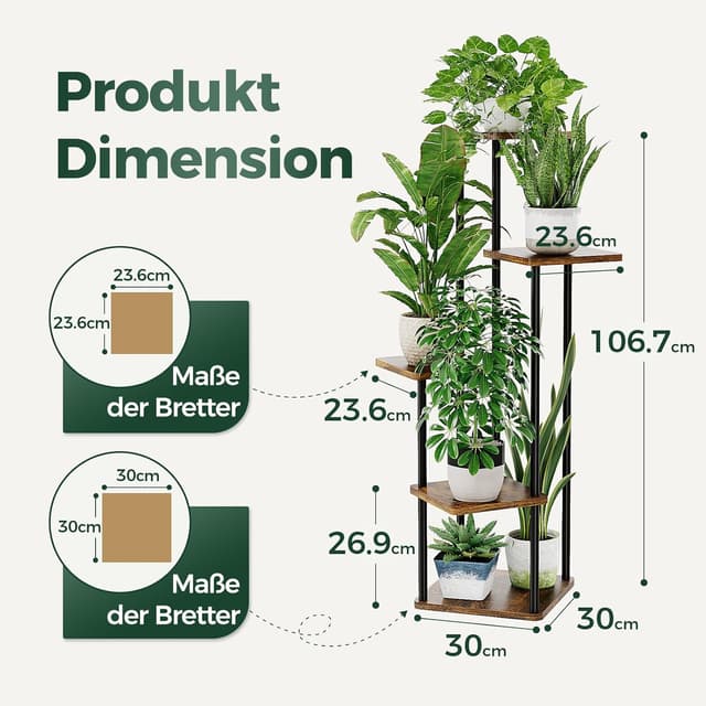 Thumbnail 4 de Bamworld Pflanzenregal Holz/Metall 5‑Etagen