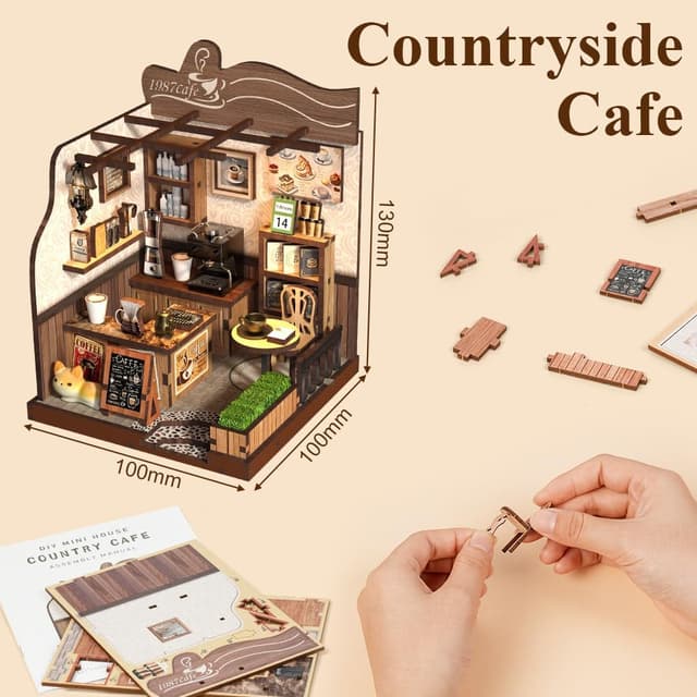 Detalle 2 de Aolso Kit di caffè miniature DIY in legno (77 pezzi) per case delle bambole e diorami