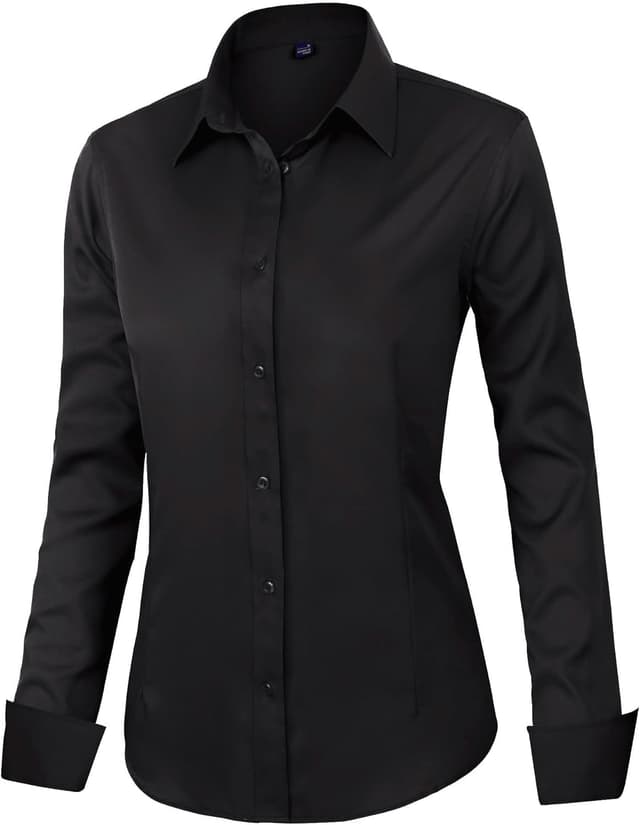 Detalle de J.VER Bluse Damen Casual Business – Stretch Button-Down Langarm mit Kragen