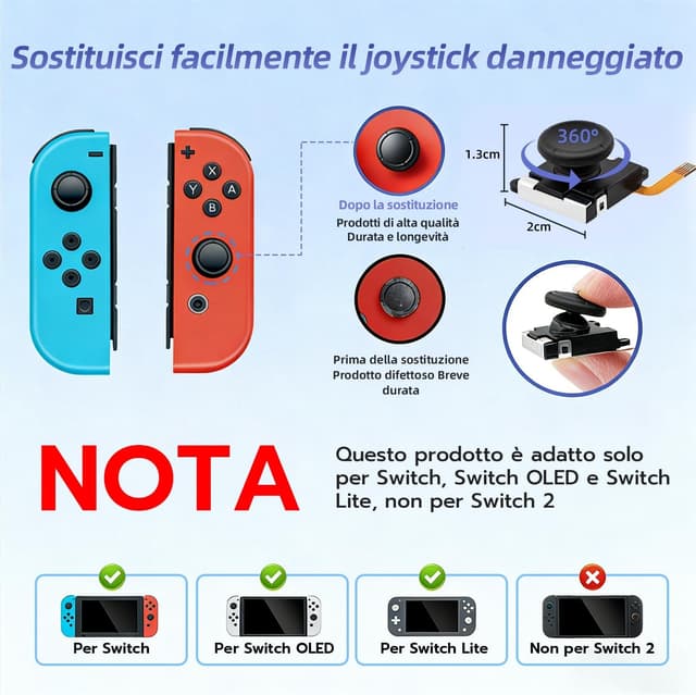 Detalle 2 de Tolesum 3D TMR Joystick riparazione per Switch