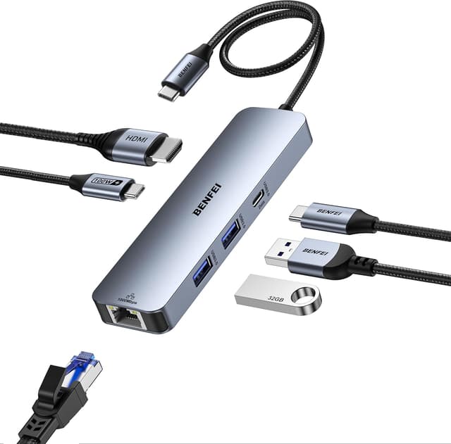 Detalle de BENFEI 6in1 Hub USB-C 4K@60Hz