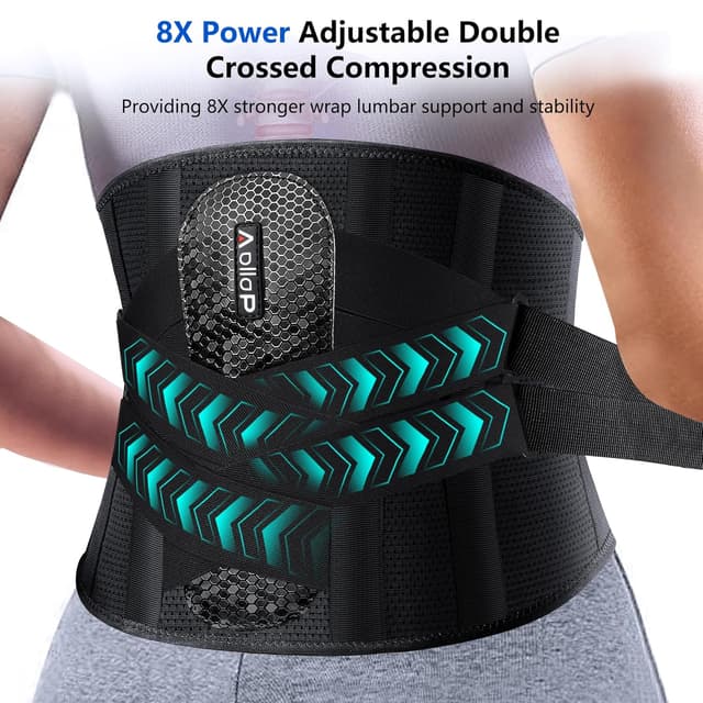 Detalle de Aollop back support belt for lower back pain with removable 3D lumbar pad (Black, unisex)