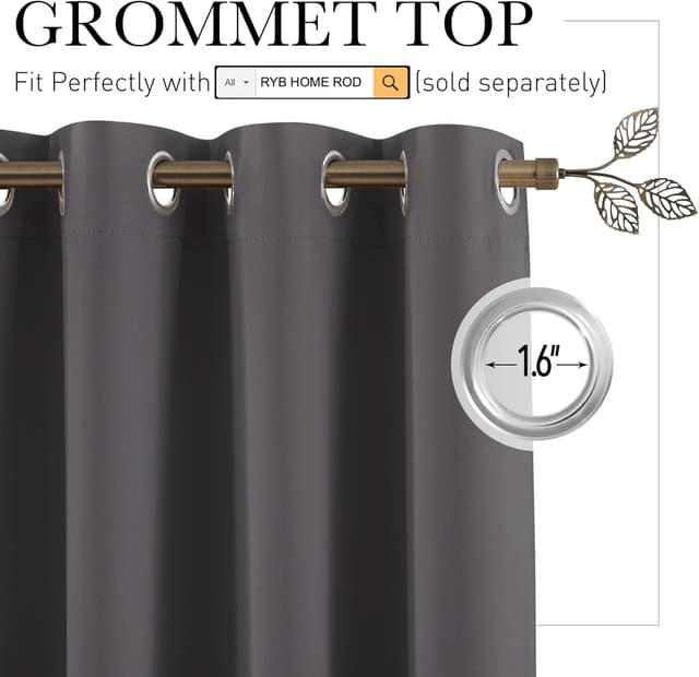 Thumbnail 1 de RYB HOME Gray Blackout Room Divider Curtain 9 ft 🪟