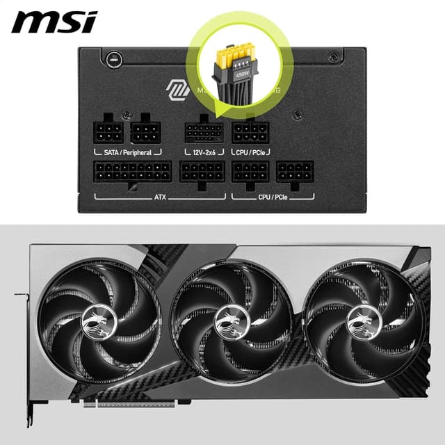 Detalle 2 de MSI MAG A750GLS PCIE5 ATX 3.1 Netzteil (750 W, 80 PLUS Gold, Native 12V-2x6, modular)