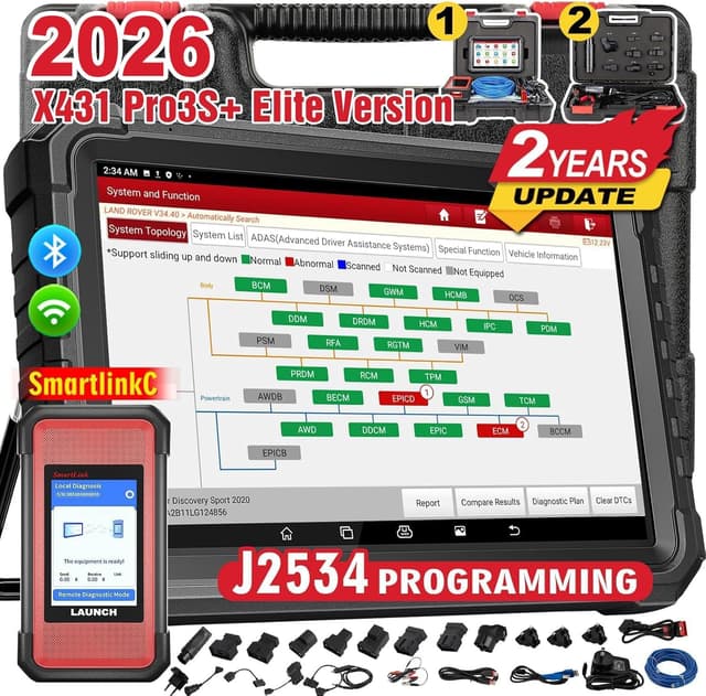 Detalle de LAUNCH X431 PRO3S+ Elite — valise diagnostic auto bi-directionnelle J2534 SmartLinkC 2.0