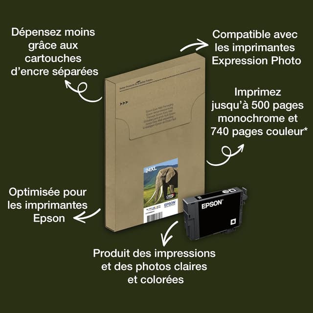 Thumbnail 1 de Epson EasyMail 24XL Eléphant Cartouches d'encre
