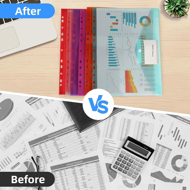 Detalle 2 de WQDD STANPET Cartelline portadocumenti A4 impermeabili – set da 8 con 11 fori e chiusura in velcro