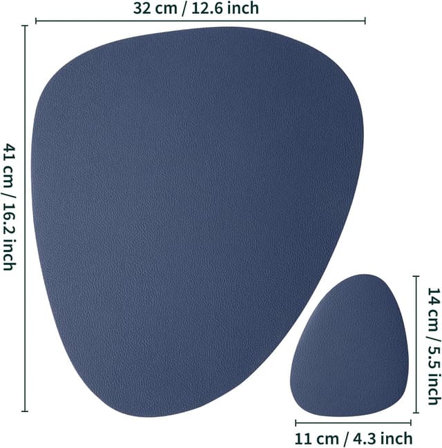 Thumbnail 6 de Myir JUN Tischsets aus PVC-Kunstleder (hellgrau/blau) – beidseitig nutzbar, abwaschbar, Set mit 4