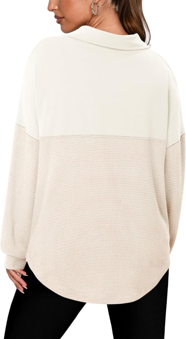 Detalle 1 de CHICZONE women’s oversized quarter-zip sweatshirt (soft cotton-blend) for everyday wear