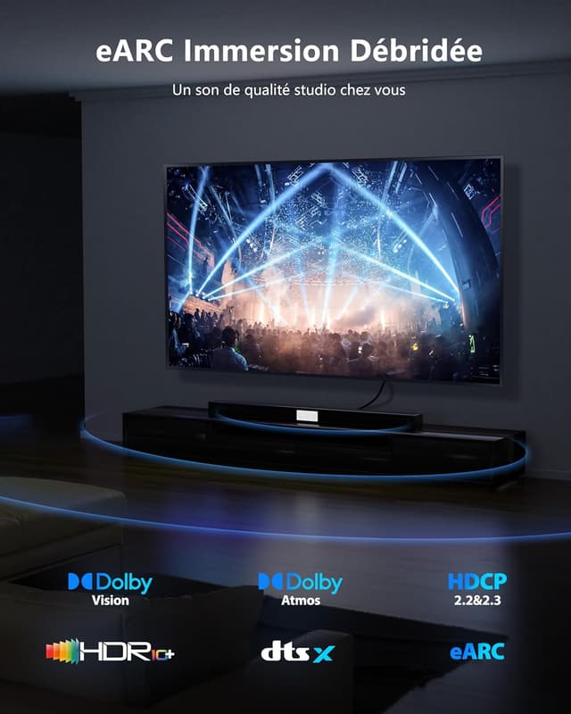 Detalle de CONMDEX 16K HDMI 2.2 Cable (6.6ft) for Stable 8K/120Hz & 4K/240Hz Connections