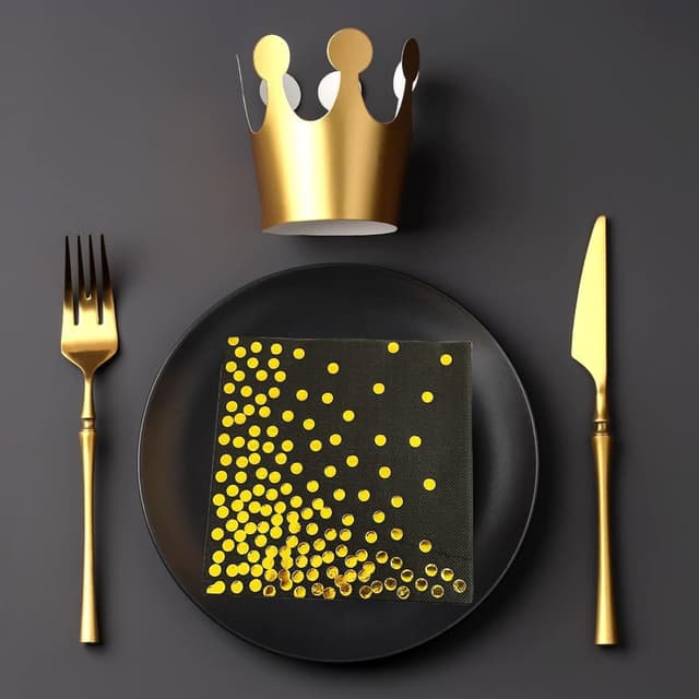 Thumbnail 4 de CEILIWEN Black & Gold Serviettes 100 Pack