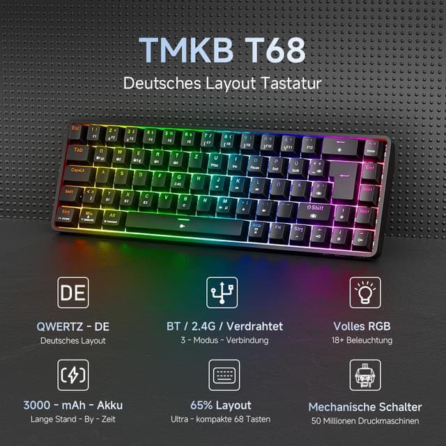 Detalle 2 de TMKB T68 Gaming Tastatur 3000mAh