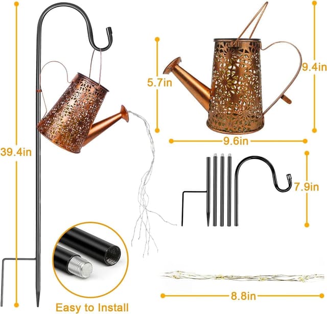 Thumbnail 6 de HELESIN Lot de 2 Lampes solaires arrosoir 1200 mAh