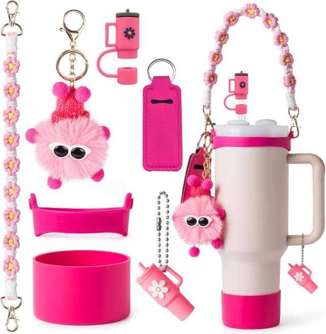 Detalle de Stanley 7-piece Cup Accessories Set (Rose Red) for 30oz/40oz tumblers