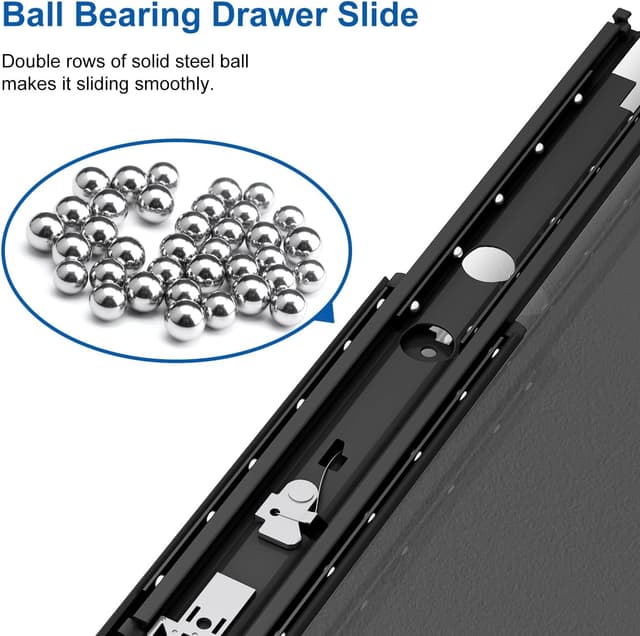 Detalle de VADANIA 1100mm Ultra Heavy Duty Drawer Runners with Lock (Black) #D76 – Full Extension Side Mount, 130–220kg