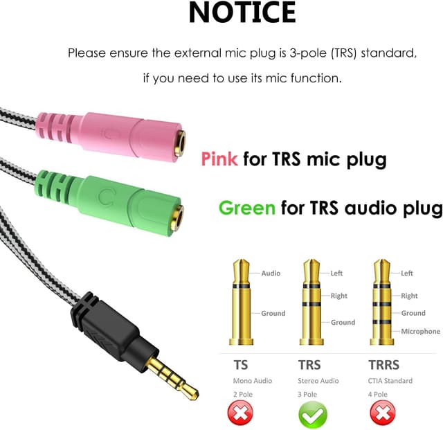 Detalle de MillSO headset mic splitter 3.5mm TRRS