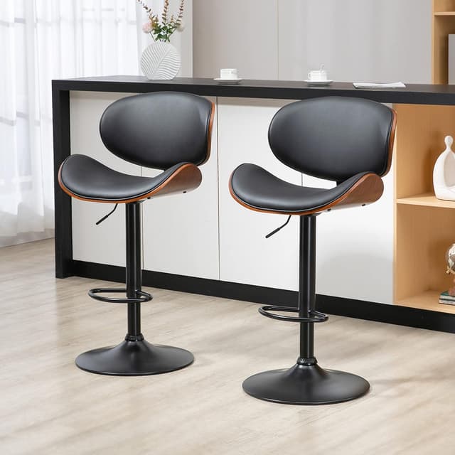 Detalle 2 de HOMCOM Lot de 2 tabourets de Bar Chaise de Cuisine noir
