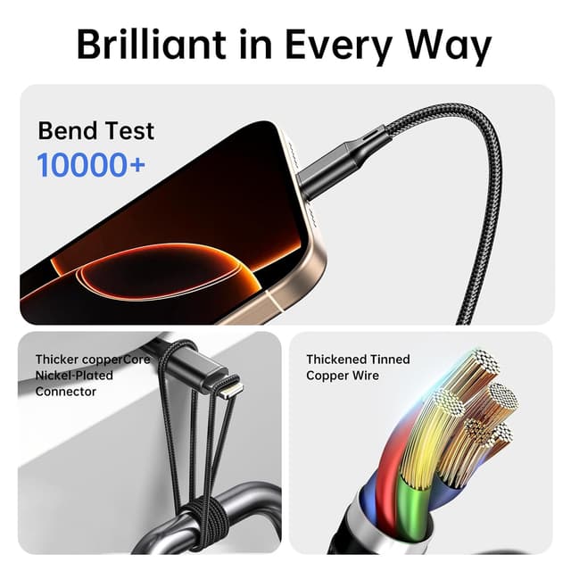 Thumbnail 4 de Multi USB Charging Cable 3A 4FT, 3‑in‑1 Charging Cable 🔌