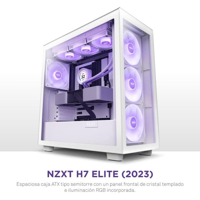 Thumbnail 3 de NZXT H7 Elite RGB 2023 caja blanca con cristal templado