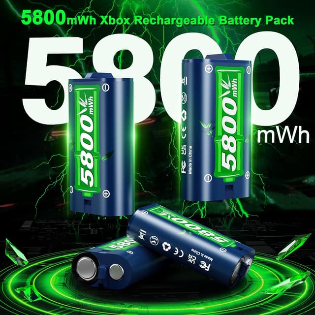 Detalle de 5800mWh Rechargeable Battery Pack for Xbox One & Xbox Series S/X with RGB Charging Station (4 Batteries)