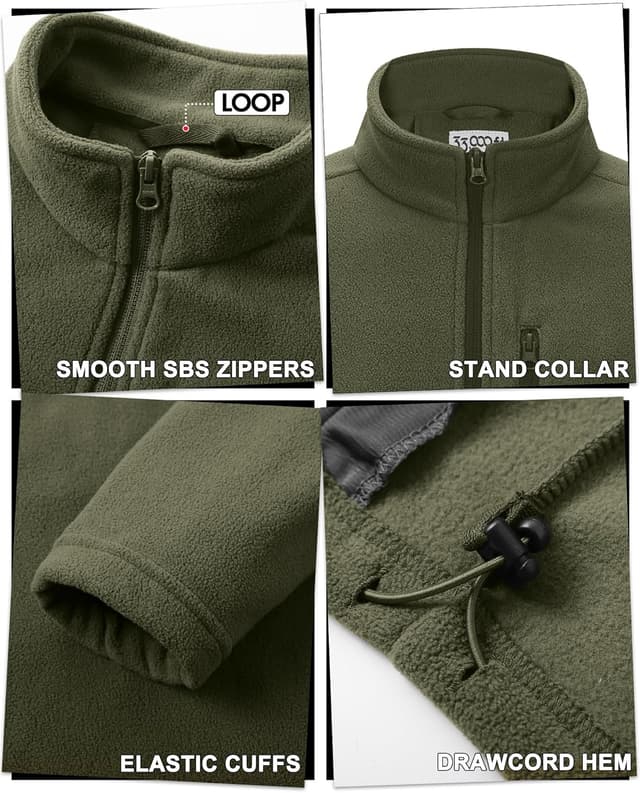 Detalle de 33,000ft Men’s Lightweight Fleece Jacket – Full Zip Microfleece Outdoor Coat