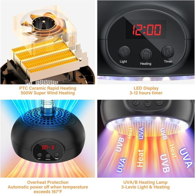 Thumbnail 2 de testyu Lampada riscaldante per rettili 200 W 🐢