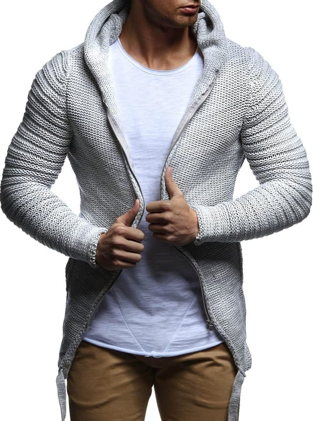 Detalle 1 de Leif Nelson LN20741 : hoodie cardigan zippé pour homme