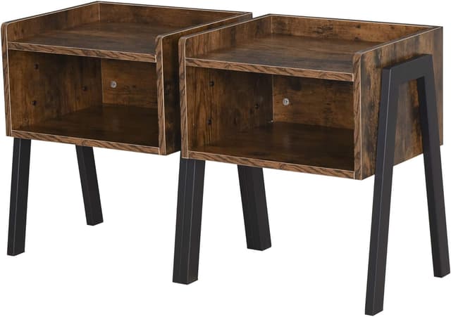 Detalle de HOMCOM lot de 2 tables de chevet empilables style industriel 46 x 35 x 52,5 cm