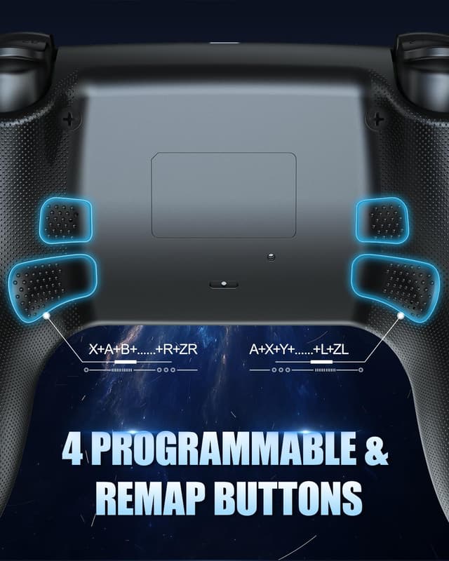 Detalle de GUOC LED Wireless Controller for PS5 with Hall Effect Joystick, Back Macro Buttons, Dual Vibration, and RGB Lighting