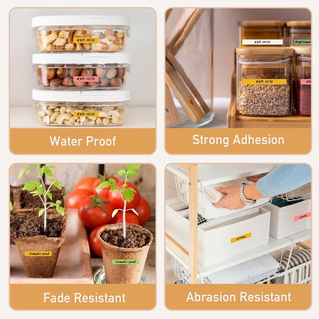 Detalle de kamo Bänder kompatibel mit Brother P-touch (12 mm, gelb) für TZe-631 / PT-Hxx & mehr – 5er-Pack