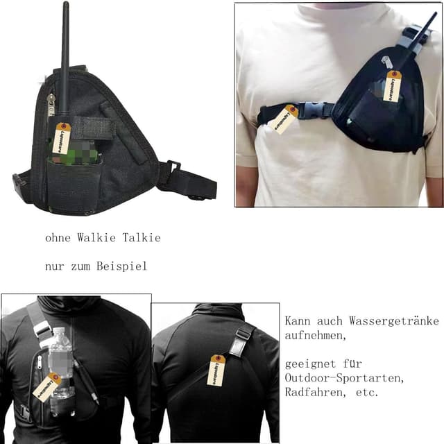 Detalle de Walkie Talkie Brustgeschirr Schwarz 1 Holster
