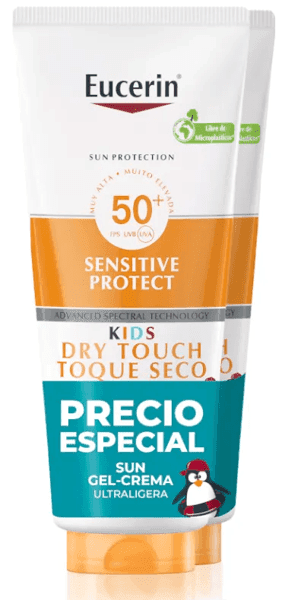 Detalle de Eucerin Sun Kids Gel Crema FPS50+ 2x200 ml
