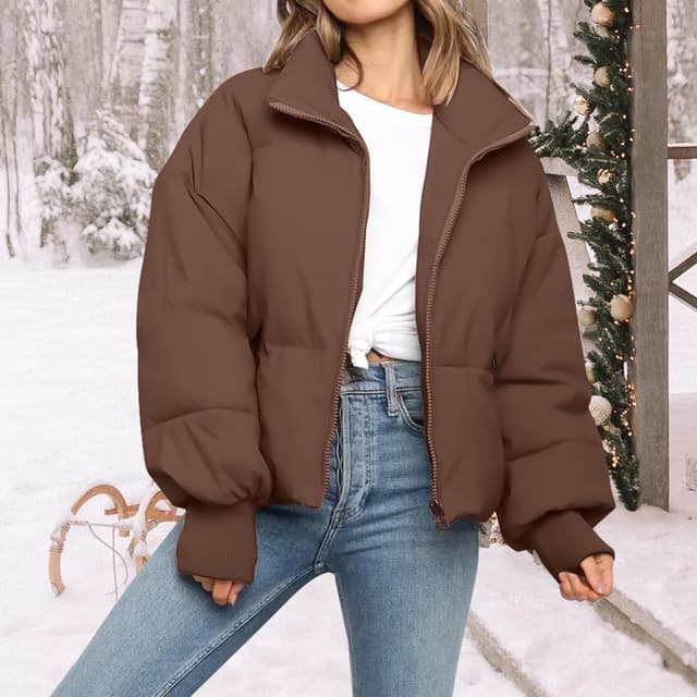 Thumbnail 2 de Women’s Cropped Puffer Jacket Quilted Zip Down