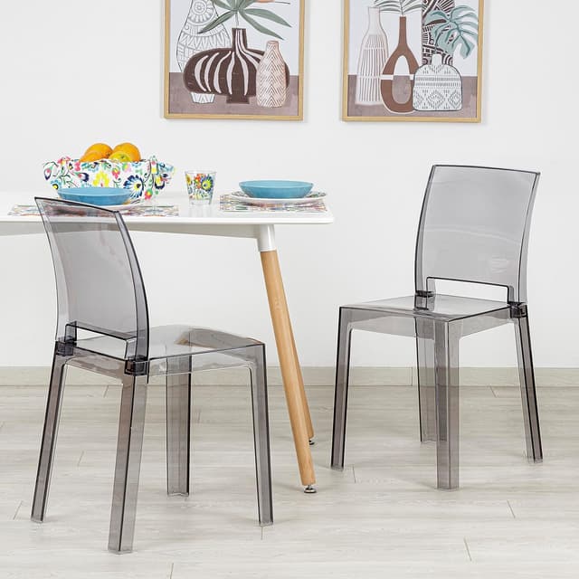 Thumbnail 6 de Baroni Home Set di 4 Sedie in Policarbonato Smoke 36x81x43 cm