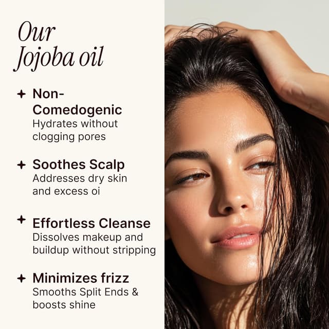 Detalle de SOULSATION Pure Jojoba Oil (Cold-Pressed, Unrefined) for Skin, Hair, Face & Body — 100% Natural, 6oz