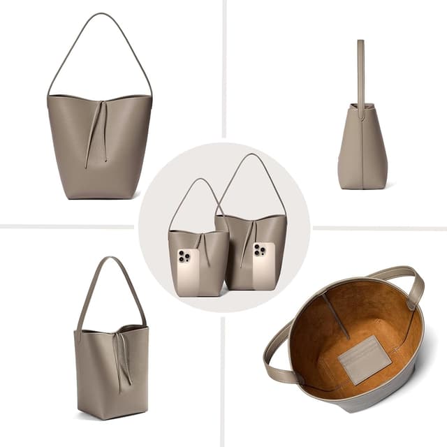 Thumbnail 5 de Genuine Leather Bucket Bag 9.06 in