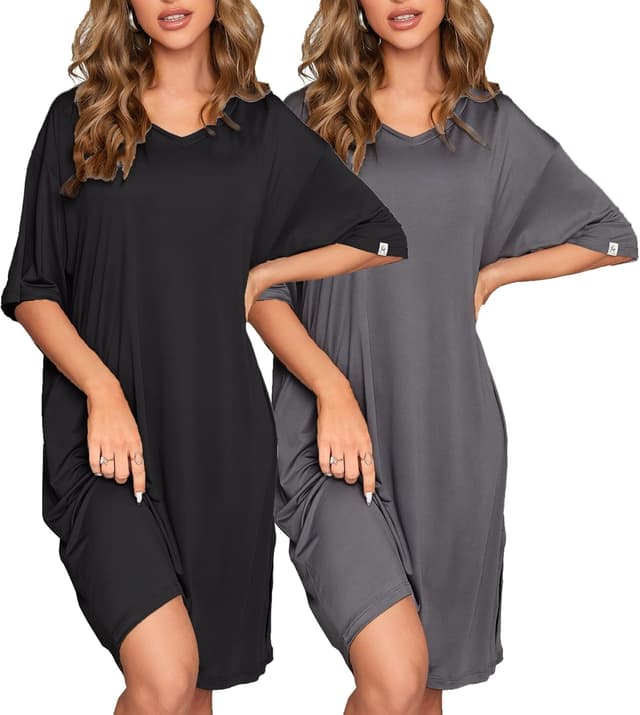 Imagen de FENTENG 2-Pack Women's V-Neck Nightgowns en OfertitasTOP
