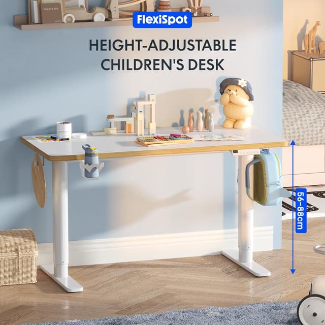 Detalle de FLEXISPOT Kinderschreibtisch elektrisch höhenverstellbar mit LED-Höhenanzeige, 3 Speicherplätzen und Kindersicherung