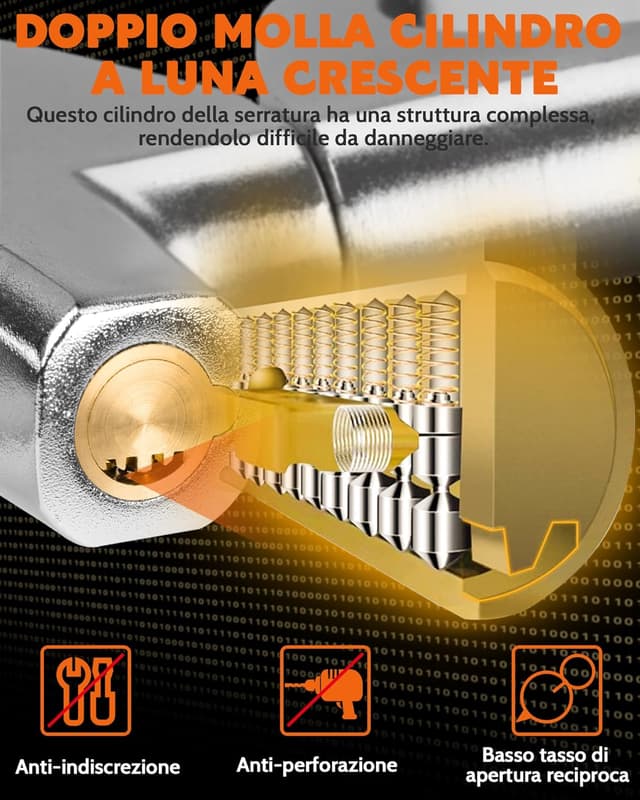 Thumbnail 2 de Tevlaphee Blocca sterzo universale antifurto con 3 chiavi